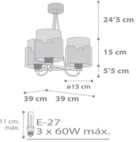 Dalber 61687 - Lampadario per bambini BABY TRAVEL 3xE27/60W/230V