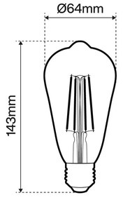 Lampada LED E27 8W a Filamento 140lm/W No Flickering - ST64 Colore Bianco Caldo 2.700K