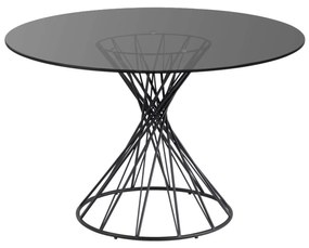 Kave Home - Tavolo rotondo Niut in vetro e gambe in acciaio finitura nera Ã˜ 120 cm