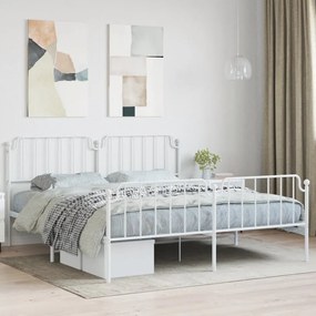 Giroletto Con Testiera E Pediera Metallo Bianco 160x200 Cm /