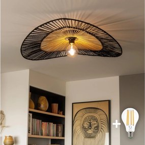 Brilagi - Lampadario LED a plafone CERIA BOHO 1xE27/40W/230V Ø 80 cm nero/marrone/rovere