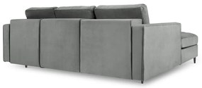 Divano letto angolare in velluto grigio chiaro, angolo sinistro Santo - Milo Casa