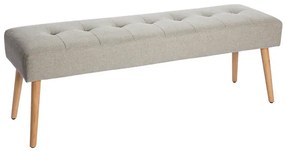 Panca scandinava lavorazione capitonné in tessuto effetto velluto testurizzato grigio chiaro e legno chiaro L130 cm GUESTA