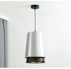 Duolla - Lampadario a sospensione con filo BELL SHINY 1xE27/15W/230V diametro 25 cm argento/nero