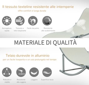 Set 2 Lettini Prendisole da Giardino 61x165x63 cm in Alluminio e Textilene Beige...
