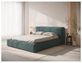 Letto matrimoniale imbottito blu con contenitore con rete inclusa 140x200 cm Simon Olivia – Micadoni