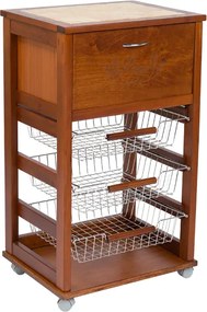 Carrello cucina portafrutta con portapane NOCE