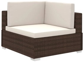 Set divani da giardino 12 pz con cuscini in polyrattan marrone