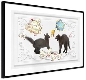 Poster  Cat Fight  Cornice Quadri Cornice nera, Larghezza x Altezza Home decor 90x60