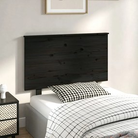 Testiera Per Letto Nera 94x6x82,5 Cm İn Legno Massello Di Pino /