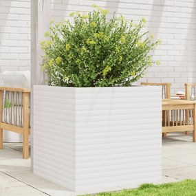Fioriera Da Giardino Bianca 70x70x68,5cm Legno Massello Di Pino /