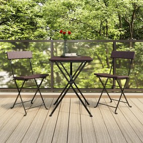 Sedie pieghevoli da bistrò 2 pz marroni polyrattan e acciaio