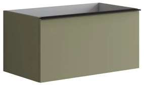 Mobile da bagno sotto lavabo Pixel plain frontale verde salvia e maniglia alluminio nero L 80 x H 40 x P 45.5 cm 2 cassetti, lavabo non incluso