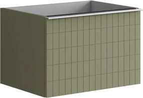 Mobile da bagno sospeso sotto lavabo L 60 x H 40 x P 45.5 cm verde salvia laccato, 2 cassetti Pixel grid