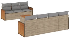 Set divano da giardino 8 pz con cuscini beige in polyrattan