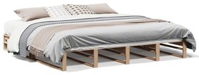 Letto Senza Materasso 200x200 Cm İn Legno Massello Di Pino /