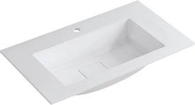 Lavabo a incasso rettangolare vasca centrale L 90.5 x H 15 x P 46 cm in resina bianco opaco