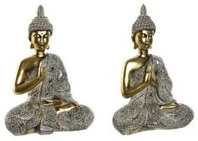 Statua Decorativa Home ESPRIT Beige Dorato Buddha Orientale 21 x 11,5 x 28 cm (2 Unità)