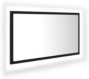 Specchio da bagno a led nero 80x8,5x37 cm in acrilico
