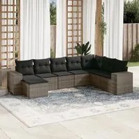 Set Divano da Giardino 8 pz con Cuscini Grigio in Polyrattan 3222959