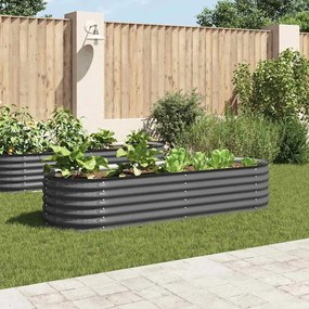 Letto Rialzato Giardino 240x80x44 Cm İn Acciaio Zincato Grigio /