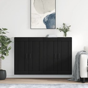 Armadietti A Parete 2 Pz Neri İn Legno Multistrato /