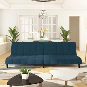 Divano Letto A 2 Posti Blu İn Velluto /