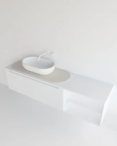 Top per lavabo KIMONO MADERO L 114 x H 2 x P 43 cm grigio chiaro pietra, lucido