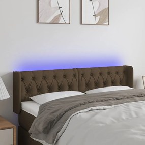 Testiera A Led Marrone Scuro 147x16x78/88 Cm İn Tessuto /