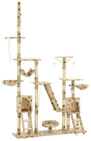 Albero per gatti tiragraffi sisal 230-250cm stampa zampe beige