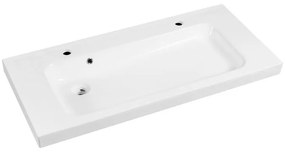 Lavabo a incasso rettangolare doppia vasca Remix L 106.0 x H 14.0 x P 49.0 cm in ceramica bianco lucido
