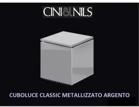 Cini &amp; nils cuboluce argento metalizzato con lampadina led e14  3w