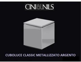 Cini &amp; Nils Cuboluce argento metalizzato con lampadina led E14  3W