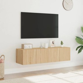 Mobili tv a parete con luci led 2pz rovere sonoma 60x35x31 cm