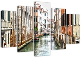 Quadri Quadro 5 pezzi Stampa su tela Canale di Venezia Italia Città