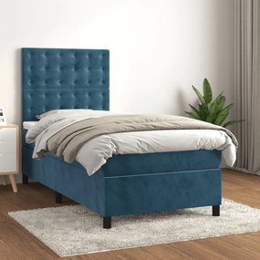 Giroletto A Molle Con Materasso Blu Scuro 100x200 Cm İn Velluto /