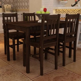 Set Tavolo Da Pranzo Con 4 Sedie Marrone /