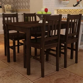 Set Tavolo Da Pranzo Con 4 Sedie Marrone /