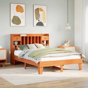 Letto Senza Materasso Marrone Cera 160x200 Cm İn Legno Di Pino /