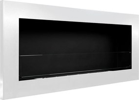 Camino A Bioetanolo da Parete o Incasso 90x12x40 cm Con Vetro Livorno Bianco...
