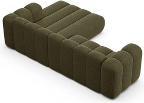Divano angolare verde (con penisola a destra/con chaise lounge) con rivestimento in ciniglia Lupine – Micadoni