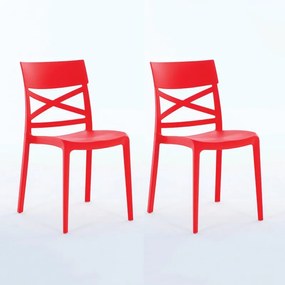 Sedia da giardino London Cross NEW GARDEN rosso, set da 2 pezzi
