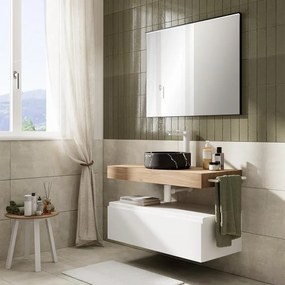Mobile da bagno sotto lavabo Step bianco L 100.3 x H 30 x P 46 cm 1 cassetto, lavabo non incluso