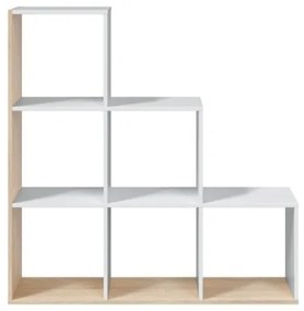 Libreria In Legno Design Moderno Bianco E Rovere 108x28xH110 Cm Mensole A Scaletta