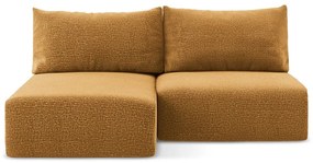 Divano angolare arancione allungabile/con contenitore (con penisola a sinistra) Kalena – Makamii