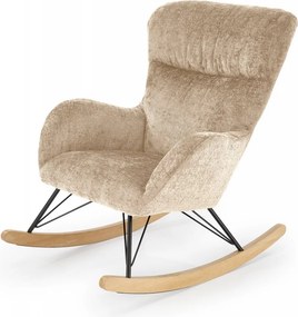 Poltrona a dondolo Castro in tessuto beige - H92 cm