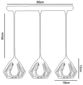 Lampadario a sospensione con filo CEED 3xE27/60W/230V bianco