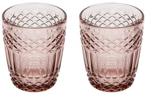 Set 2 bicchieri acqua vetro viola lavorato Amalia