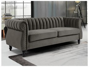 Divano chesterfield 3 posti in Velluto Antracite - TRUMBO
