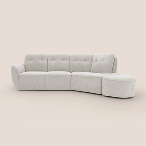 Cerbero divano angolare con pouf mobile in morbido bouclé impermeabile T07
